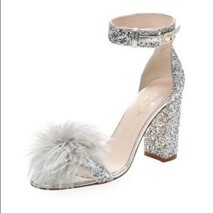 Kate Spade New York Womens Ilona Silver Glitter/Metallic Sandal